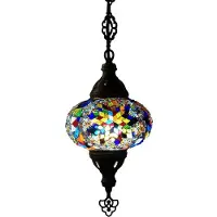 Halay Türkische Hängelampe - Handgemachte Mosaiklampe - Marokkanische Lampe - Authentisch - Multicolor - 78 cm hoch
