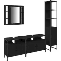 vidaXL Badezimmermöbel-Set 4 stk. Schwarz Eichen-Optik