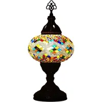Halay Oosterse Mozaïek Tafellampe (Türkische Lampe) Ø 13 cm, handgefertigt, 36 cm hoch, für E14 Leuchtmittel bis 40 Watt