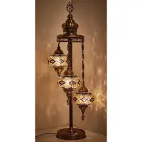 Halay Türkische Tischlampe mit 3 Glaskugeln in Braun – Orientalische Stehlampe für ein warmes Ambiente
