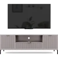 GrekPol IDOHOME TV-Schrank groß Wave TV-Lowboard Fernsehschrank mit 1 Schublade und 2 Türen geriffelte Fronten Metallgestell Farbe: Cashmere