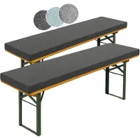 Sleepling 2er Set Bierbankauflage 220 x 25 cm, dunkelgrau, 4 cm dick, mit Halteschlaufen zur Befestigung, extra dick,