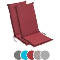 Sleepling 2er Set Hochlehner Auflage, Gartenstuhlauflage, 120 x 50 cm, 6 cm dick, rot,
