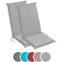 Sleepling 2er Set Hochlehner Auflage, Gartenstuhlauflage, 120 x 50 cm, 6 cm dick, silber,