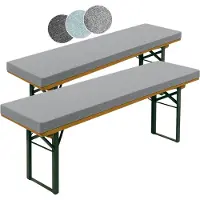Sleepling 2er Set Bierbankauflage 220 x 25 cm, hellgrau, 4 cm dick, mit Halteschlaufen zur Befestigung, extra dick,