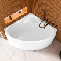 ECOLAM Badewanne BALA 140x140 cm Eckbadewanne + Schürze symmetrische Acrylwanne mit Sitz Eckwanne Ablaufgarnitur Füße