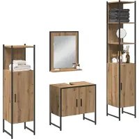 vidaXL Badezimmermöbel-Set 4 stk. Braun 33 x 33 x 185,5 cm