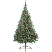 vidaXL Künstlicher vorbeleuchteter Weihnachtsbaum Grün 210 cm PVC