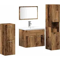 vidaXL Badezimmermöbel-Set Wandmontiert 4 pcs Altholz Holzwerkstoff