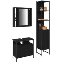 vidaXL Badezimmermöbel-Set 3 stk. Schwarz Eichen-Optik