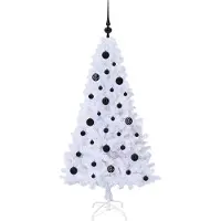 vidaXL Künstlicher Weihnachtsbaum Weiß 150 cm PVC und Stahl