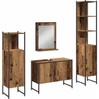 vidaXL Badezimmermöbel-Set 4 stk. Braun 33 x 33 x 185,5 cm
