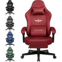 GTPLAYER Gaming Stuhl Stoff Gaming Chair Ergonomisch Bürostuh PC Stuhl, Verstellbarer und Drehbarer Schreibtischstuh mit Fußstütze, Rot