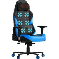 GTPLAYER Gaming Stuhl mit Massage, Gamer Stuhl mit Taschenfederkissen Fußstütze, Ergonomischer Gaming Sessel Bürostuhl 4D Armlehnen, PC-Stuhl blau