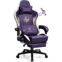 GTPLAYER Gaming Stuhl Gamer Stuhl mit Bluetooth-Lautsprechern und Fußstütze, Dragon Series Bürostuhl, Ergonomischer Drehsessel, Computerstuhl Violett