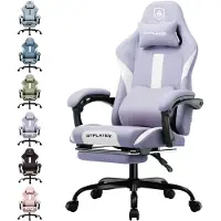 GTPLAYER Gaming Stuhl Ergonomischer Gaming Sessel Schreibtischstuhl mit Stoffoberfläche Atmungsaktiver Bürostuhl Federsitzkissen mit Fußstütze lila