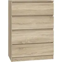 VBChome Kommode mit 4 Schubladen 70 x 40 x 97 cm Eiche Sonoma Grifflose Schubladenkommode Mehrzweckschrank für Flur Schlafzimmer Wohnzimmer Kinderzimmer Modern Eiche Sonoma