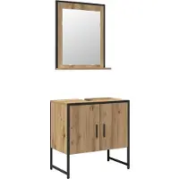 vidaXL Badezimmermöbel-Set 2 Stk. Braun Holzwerkstoff