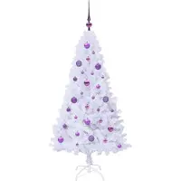 vidaXL Künstlicher Weihnachtsbaum Weiß 150 cm PVC und Stahl