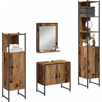 vidaXL Badezimmermöbel-Set 4 stk. Braun 33 x 33 x 185,5 cm