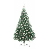 vidaXL Künstlicher vorbeleuchteter Weihnachtsbaum Grün 180 cm PVC