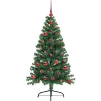 vidaXL Künstlicher vorbeleuchteter Weihnachtsbaum Grün 120 cm PVC