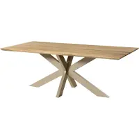 MASSIVMOEBEL24.DE Esstisch Mango 220x100x74 natur lackiert / Epoxid schwarz, Kreuzgestell silber matt EPOXY