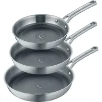 Berndes 3-teiliges Set Bratpfanne 20+24+28 cm, Edelstahl, poliert - Tricion Resist