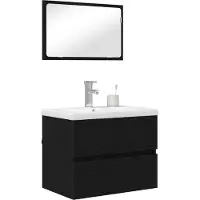 vidaXL Badezimmermöbel-Set 3 Stk. Schwarz Eichen-Optik Holzwerkstoff