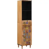 vidaXL Badezimmerschrank Natur 38 x 33 x 160 cm Massivholz Mango