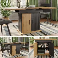 Sweiko Esstisch Teleskoptisch(110-140×80cm), klappbarer Küchentisch für 4-6 Personen, Ausziehbarer Esstisch ,platzsparender Küchentisch,für Küche und Wohnzimmer,Esstisch im Retro-Stil