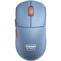 Cherry XTRFY M68 kabellose Gaming-Maus, ultraleicht 53 g, symmetrisches Design, 2,4 GHz (RF), Pixart 3395-Sensor, bis zu 75 Std. Akkulaufzeit, ultraflache Frontkante für Präzision – Blau