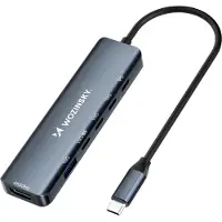Wozinsky WHBC10Y4S, USB Typ-C, HDMI, USB 3.2 Gen 2 (3.1 Gen 2) Type-A, USB 3.2 Gen 2 (3.1 Gen 2) Type-C, 10000 Mbit/s, Grau, Aluminium, 100 W