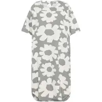 KnowledgeCotton Apparel - Women's Linen-Mix Printed T-Shirt Dress - Kleid Gr XL grau/weiß