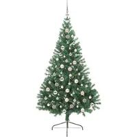 vidaXL Künstlicher vorbeleuchteter Weihnachtsbaum Grün 210 cm PVC