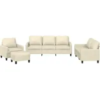 vidaXL 4-tlg. Sofagarnitur mit Kissen Creme Kunstleder