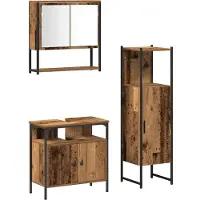 vidaXL Badezimmermöbel-Set 3 Stk. Braun Holzwerkstoff