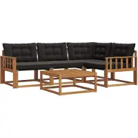 vidaXL Outdoor-Sofagarnitur 5 stk. Natürlich und Schwarz