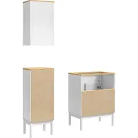 vidaXL Badezimmermöbel-Set FLORO 3 Stk. Weiß Massives Kiefernholz