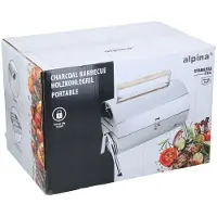 Alpina Holzkohlegrill - Camping Grill mit Griff - Kohlegrill Outdoor Grill mit Lüftung und Verschluss - Portable Grill Outdoor 38 x 30 x 19 cm - Edelstahl