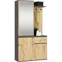 Akord Eingangsmöbel-Set ENTRO mit Spiegel Grau, Eiche Artisan 95x35x183 cm