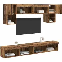 vidaXL TV Wand Einheiten mit LED 6 stk. Altholz Holzwerkstoff