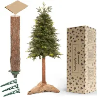 Springos Weihnachtsbaum 180 cm Naturtanne Deluxe mit Naturstamm, dichter PE-Zweige Tannenbaum Christbaum wie echt