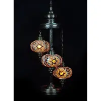 Halay Turkische Vloerlampe mit Mosaik - Marokkanische Stehlampe in Braun mit 3 Kugeln - Orientalische Lampe 100 cm