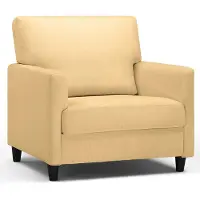 COMHOMA Relaxsessel Fernsehsessel TV-Sessel für Schlafzimmer, Leseecke Seitenstuhl mit Weicher Memory-Schaum Loungesitz, Leinenbezug, Gelb