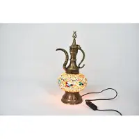 Halay Handgefertigte türkische Ibrik Tischlampe in bunten Farben für Innen- und Außenbereich, orientalische Karaf