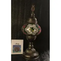 Halay Handgemachte türkische Mozaik Sfeerlamp – Bunte orientalische Nachttischlampe aus Glas und Bronze, E14 LED inklusive