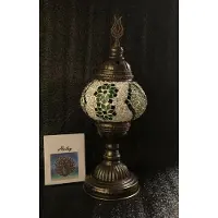 Halay Handgemachte türkische Mozaiklampe in Grün und Weiß – Orientalische Tischlampe, Nachtlicht, 100% einzigartig und sicher