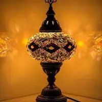 Halay Mozaïek Tischlampe - Handgemachte orientalische Nachttischlampe - Marokkanische Sfeerverlichting - Ø 13 cm - Höhe 34 cm - E14