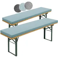 Sleepling 2er Set Bierbankauflage 220 x 25 cm, türkis, 4 cm dick, mit Halteschlaufen zur Befestigung, extra dick,